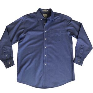 LL BEAN Mens Blue Wrinkle Resistant Shirt Long Sleeve ButtonUp Sz 15.5-34‎ XL